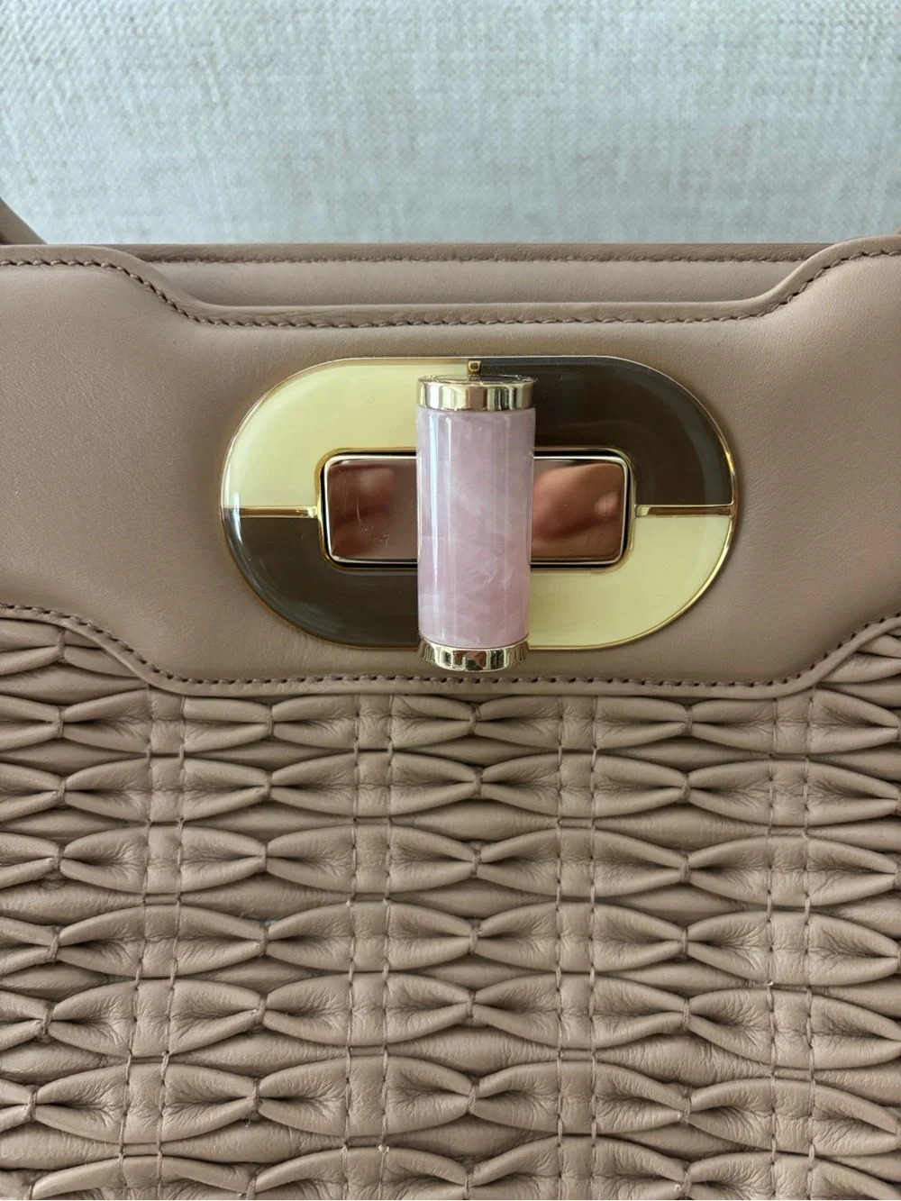 Bvlgari Beige Nappa Leather Plissé Handbag – Isabella Rossellini Collection